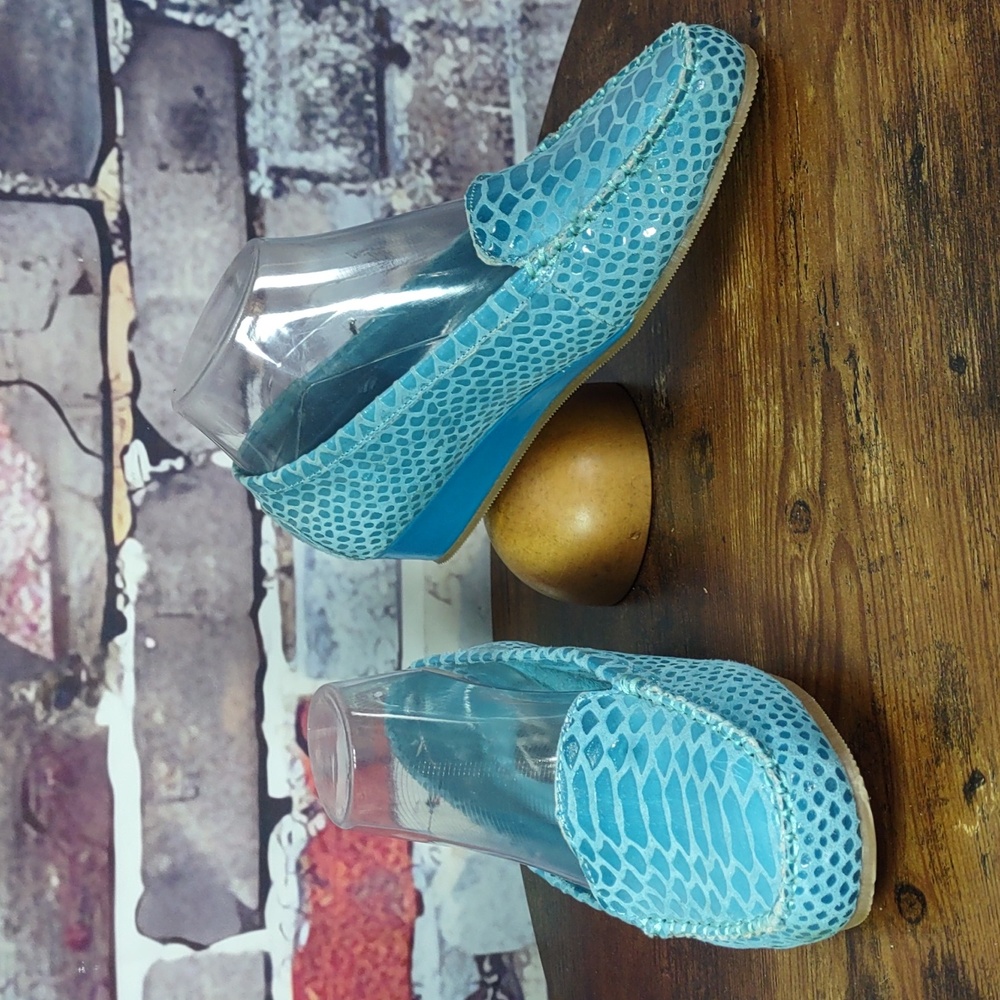 AJ Valenci Embossed Leather Wedge Mocs